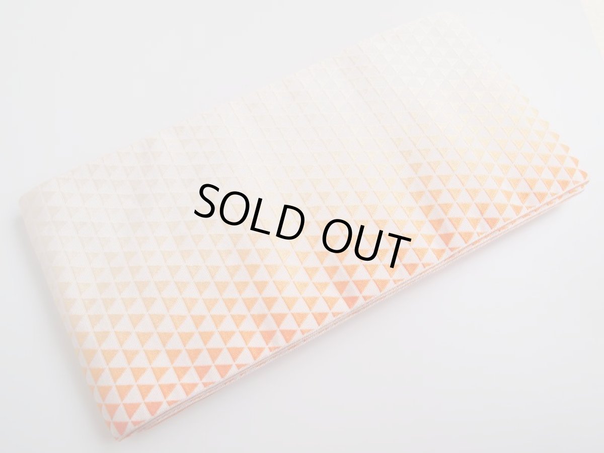 ポリエステル半巾帯 オレンジ×オフホワイト