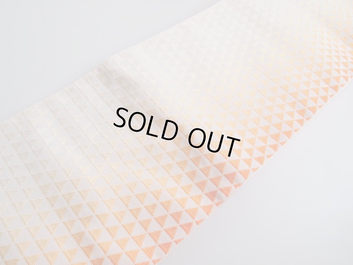 ポリエステル半巾帯 オレンジ×オフホワイト