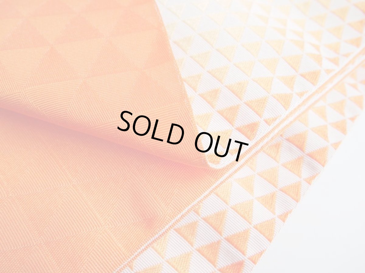 ポリエステル半巾帯 オレンジ×オフホワイト