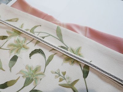 画像2: 正絹帯揚げ　silver line embroidery