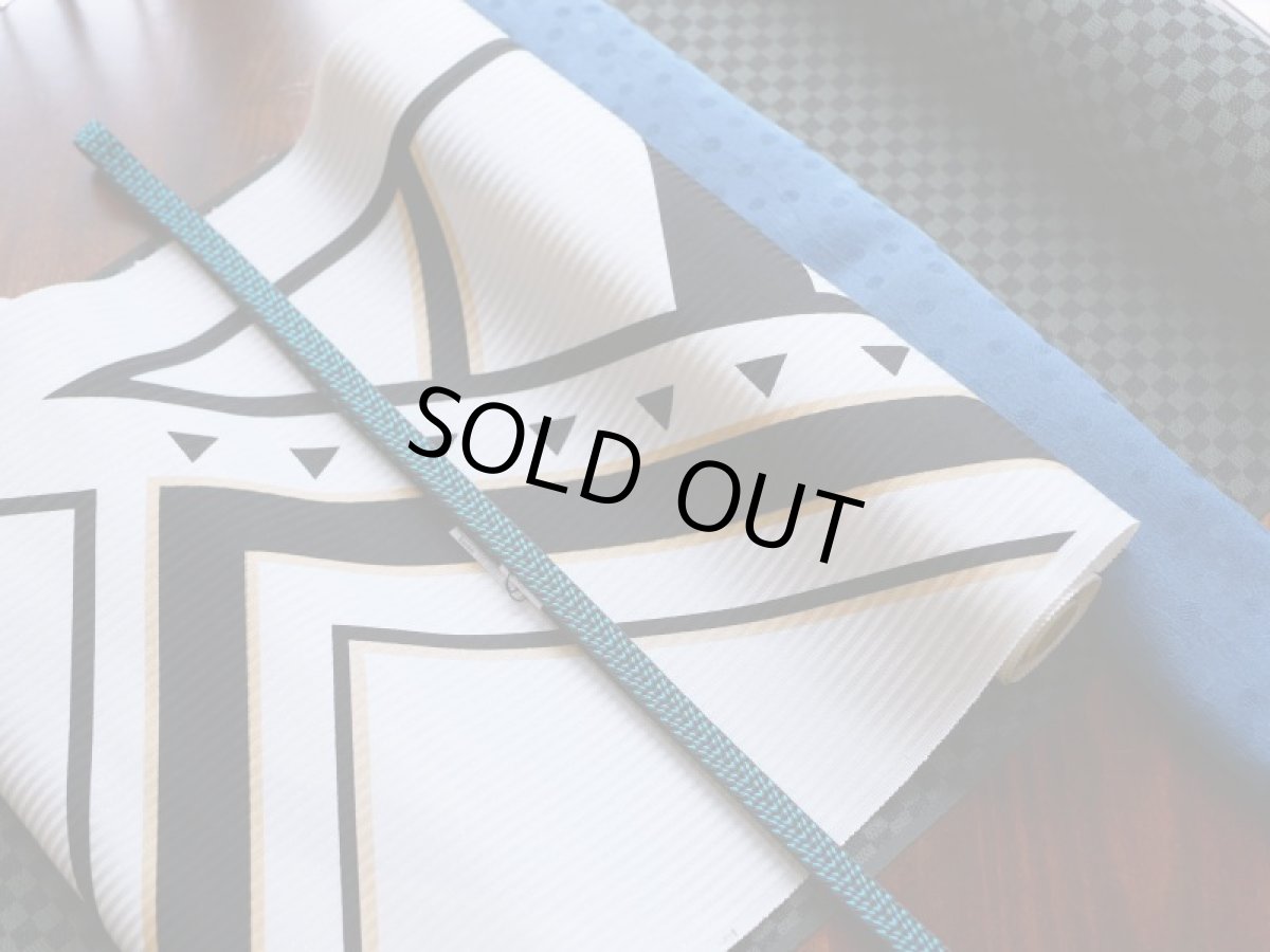 3.ピーコックグリーン　コーディネート例平帯締め v-stripe　正絹　小紋用　紬着物用