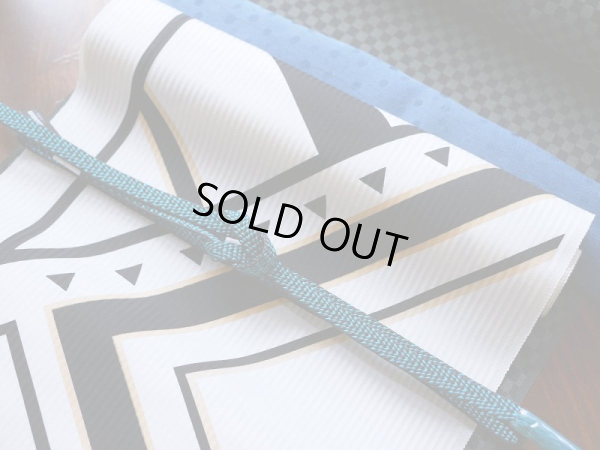 3.ピーコックグリーン　コーディネート例平帯締め v-stripe　正絹　小紋用　紬着物用