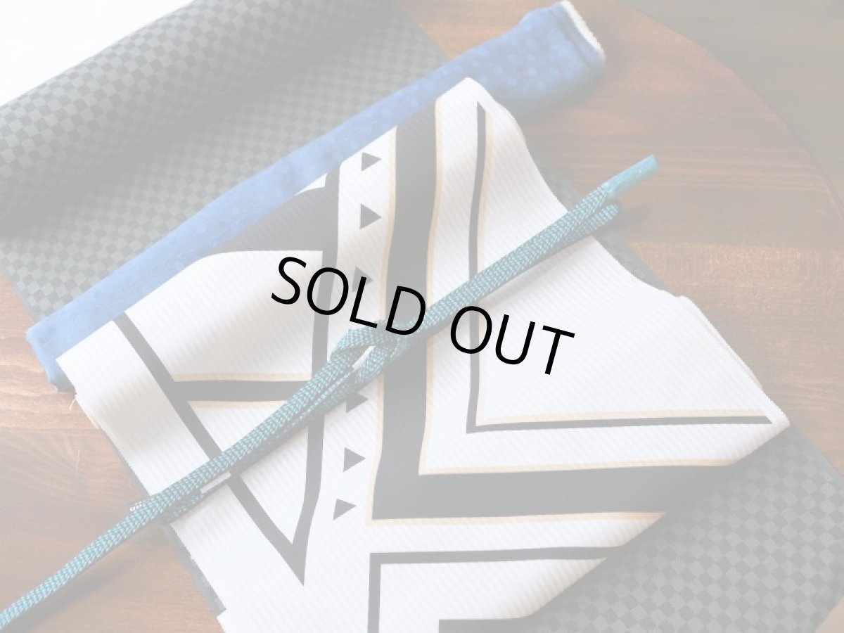 3.ピーコックグリーン　コーディネート例平帯締め v-stripe　正絹　小紋用　紬着物用