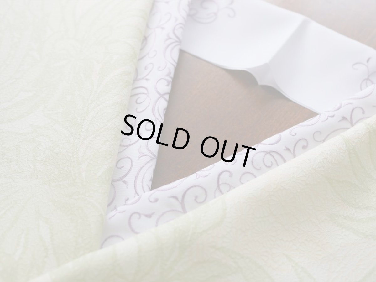 パープル　コーディネート例　　刺繍半衿　ポリエステル　唐草　