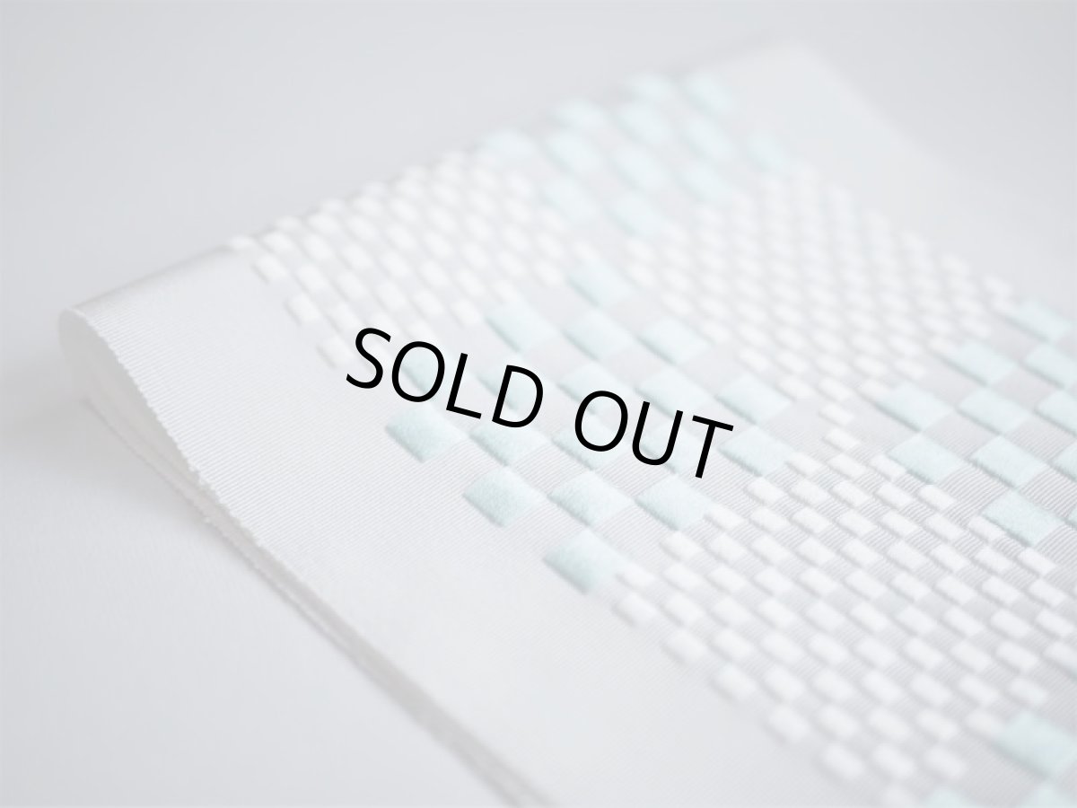 手刺繍　正絹　半衿　市松ブルー