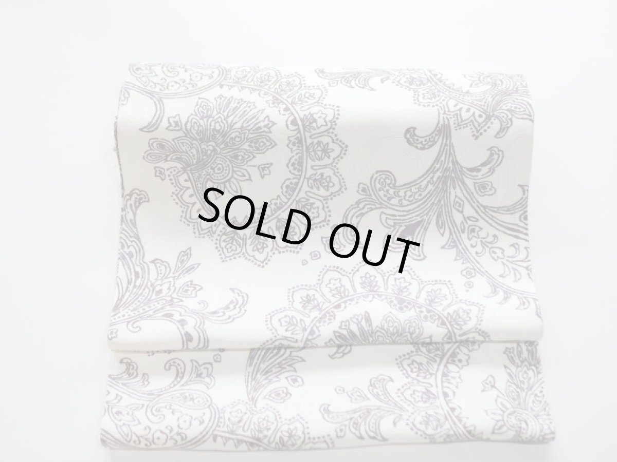 画像3: 染め名古屋帯【博多織帯地】ペイズリーアッシュパープル (3)