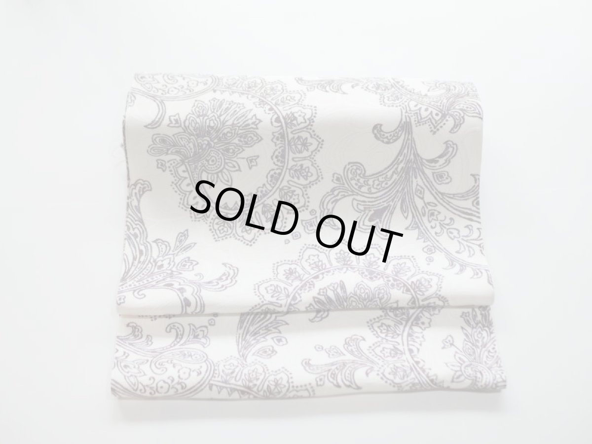 画像4: 染め名古屋帯【博多織帯地】ペイズリーアッシュパープル (4)