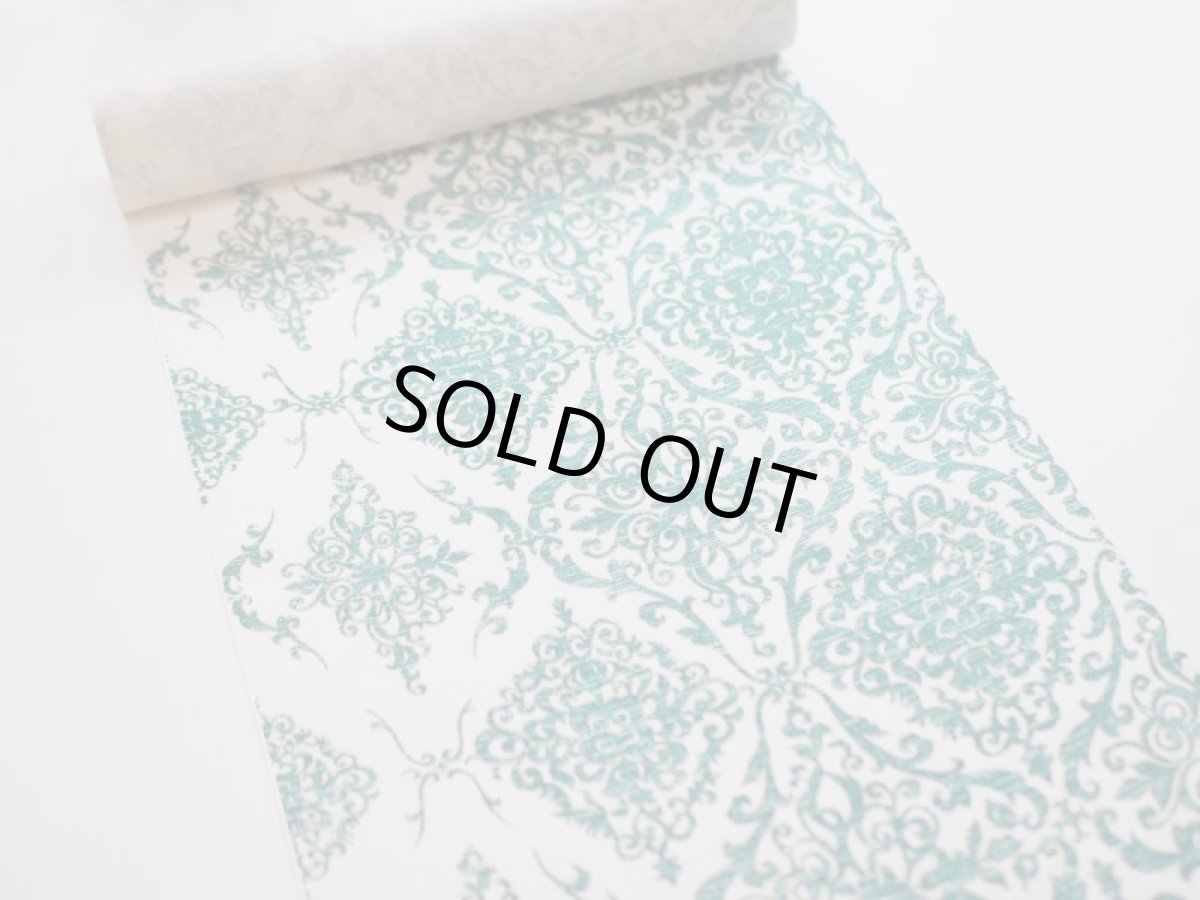 画像2: 染め名古屋帯【博多織帯地】アラベスクグリーン (2)