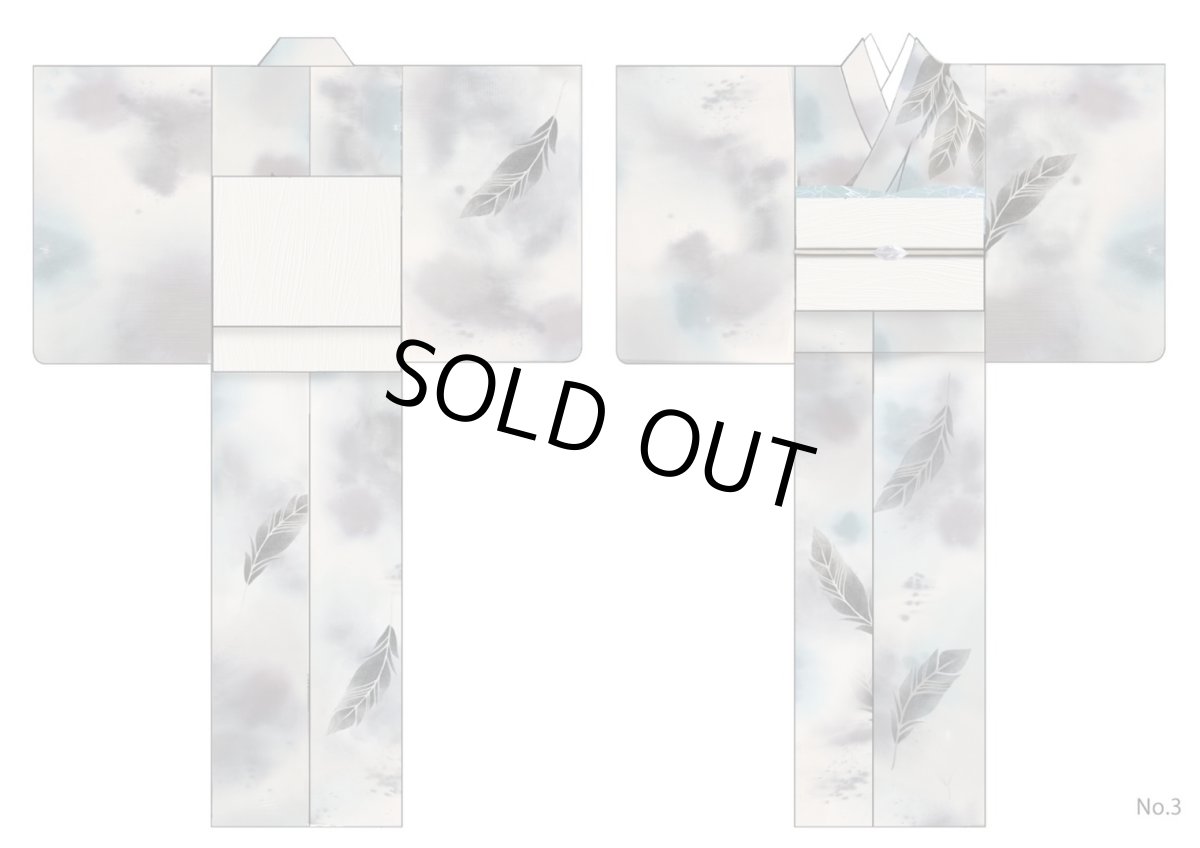 画像6: kaonn手染め浴衣silver feather 絽 No.3　gray×purple×green (6)