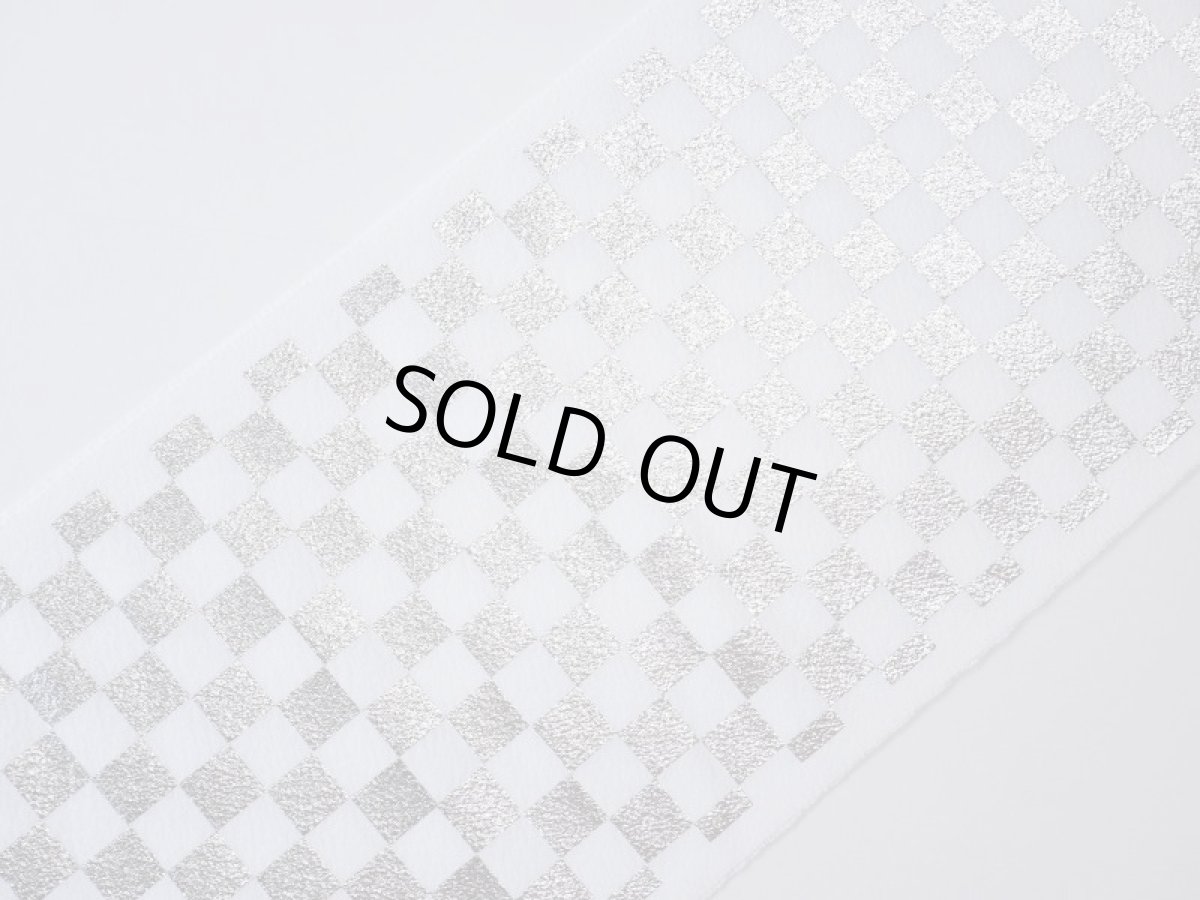 画像5: 正絹半衿 市松シルバー (5)