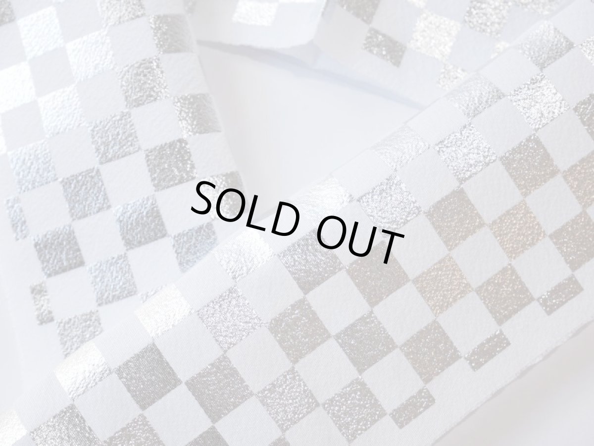 画像3: 正絹半衿 市松シルバー (3)