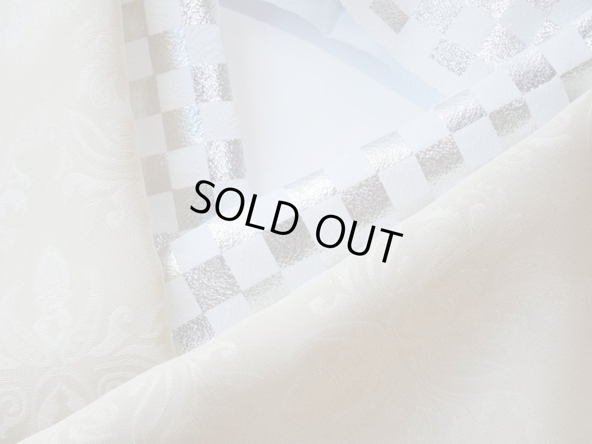 画像7: 正絹半衿 市松シルバー (7)