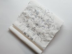 画像1: kaonn original 刺繍袋帯 white×gray (1)