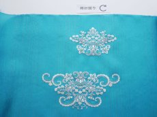 画像7: kaonn original 刺繍夏袋帯 summer turquoise silver line (7)