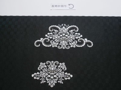 画像2: kaonn original 刺繍袋帯 black ichimatsu×gray