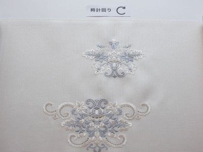 画像1: kaonn original 刺繍夏袋帯 summer white 格子