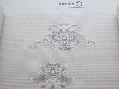 画像2: kaonn original 刺繍夏袋帯 summer white 格子