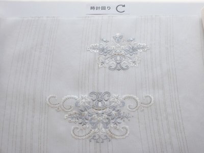 画像1: kaonn original 刺繍夏袋帯 summer white silver line