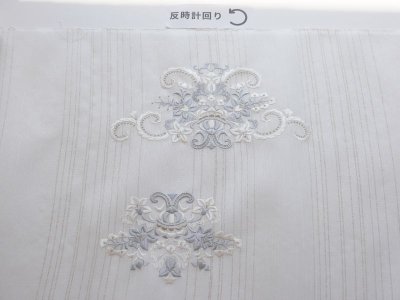 画像2: kaonn original 刺繍夏袋帯 summer white silver line
