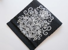 画像1: kaonn original 刺繍袋帯 black ichimatsu×gray (1)