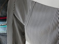 画像6: お仕立て上がり正絹 羽織 レディース　単衣　黒×ベージュ縞 (6)