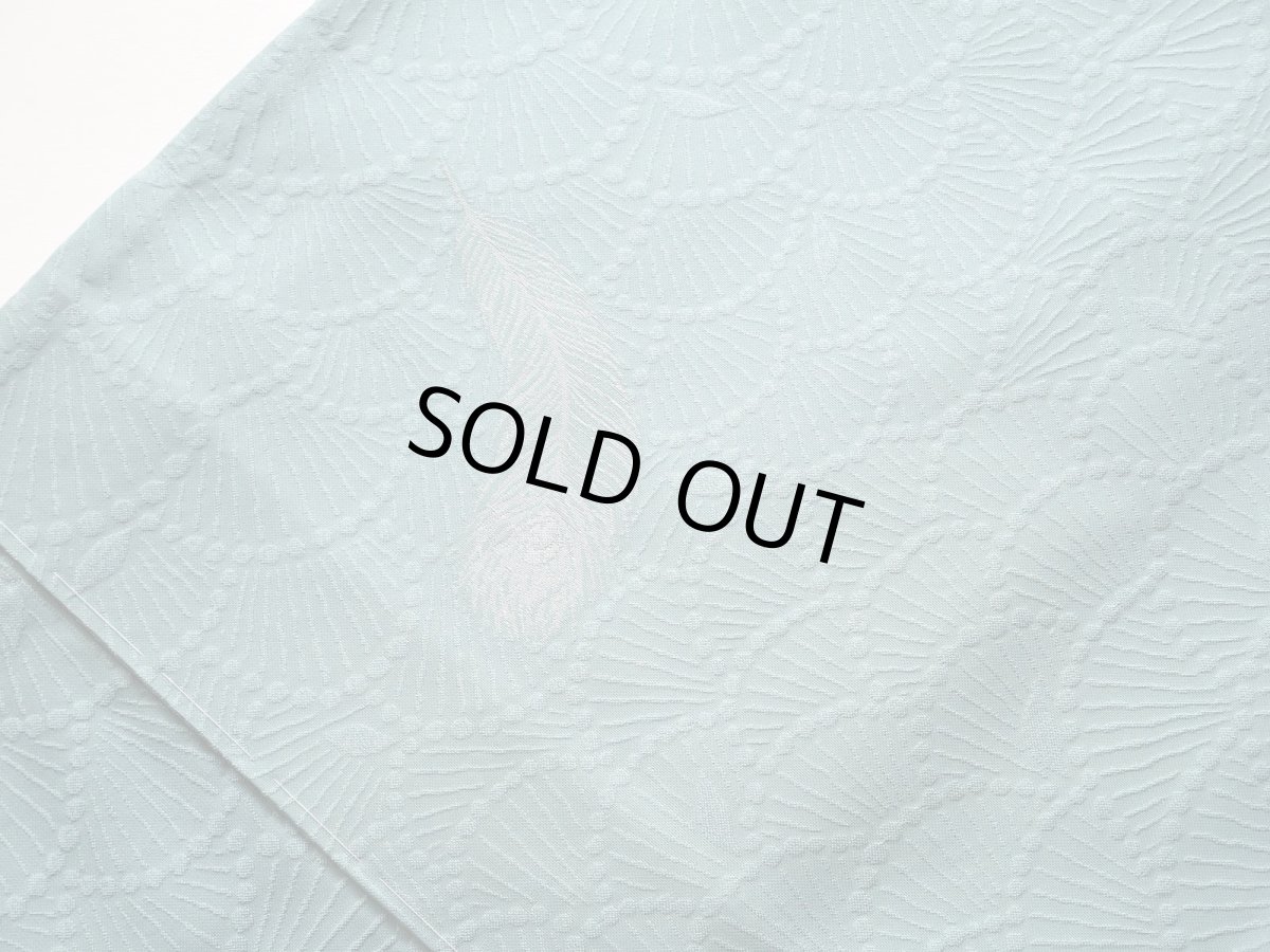 画像3: お仕立て上がりkaonn-日音衣-オリジナル縫取り御召着物feather（単衣）mint (3)