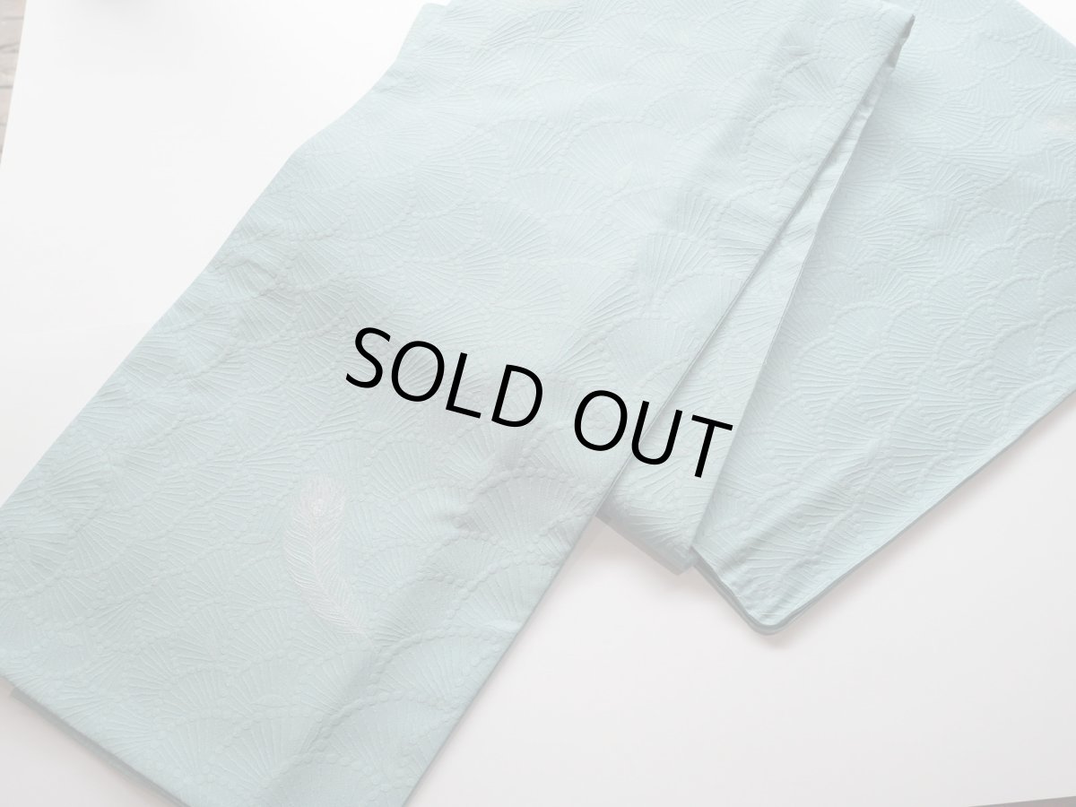 画像7: お仕立て上がりkaonn-日音衣-オリジナル縫取り御召着物feather（単衣）mint (7)