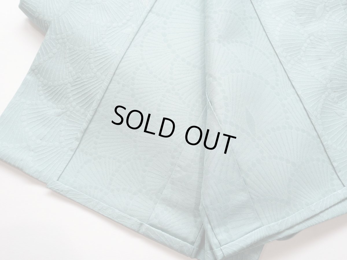 画像9: お仕立て上がりkaonn-日音衣-オリジナル縫取り御召着物feather（単衣）mint (9)