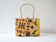 画像1: kaonn-日音衣-original BAG trad flower yellow帯地/白綾苑大庭謹製【14th anniversary】 (1)