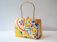 画像2: kaonn-日音衣-original BAG trad flower yellow帯地/白綾苑大庭謹製【14th anniversary】 (2)