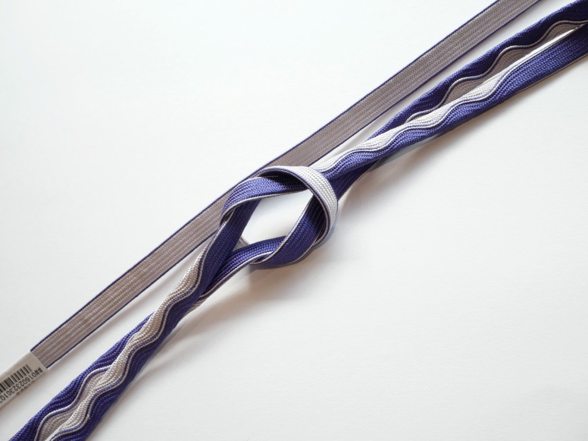 画像1: 正絹帯締め　wave　purple (1)