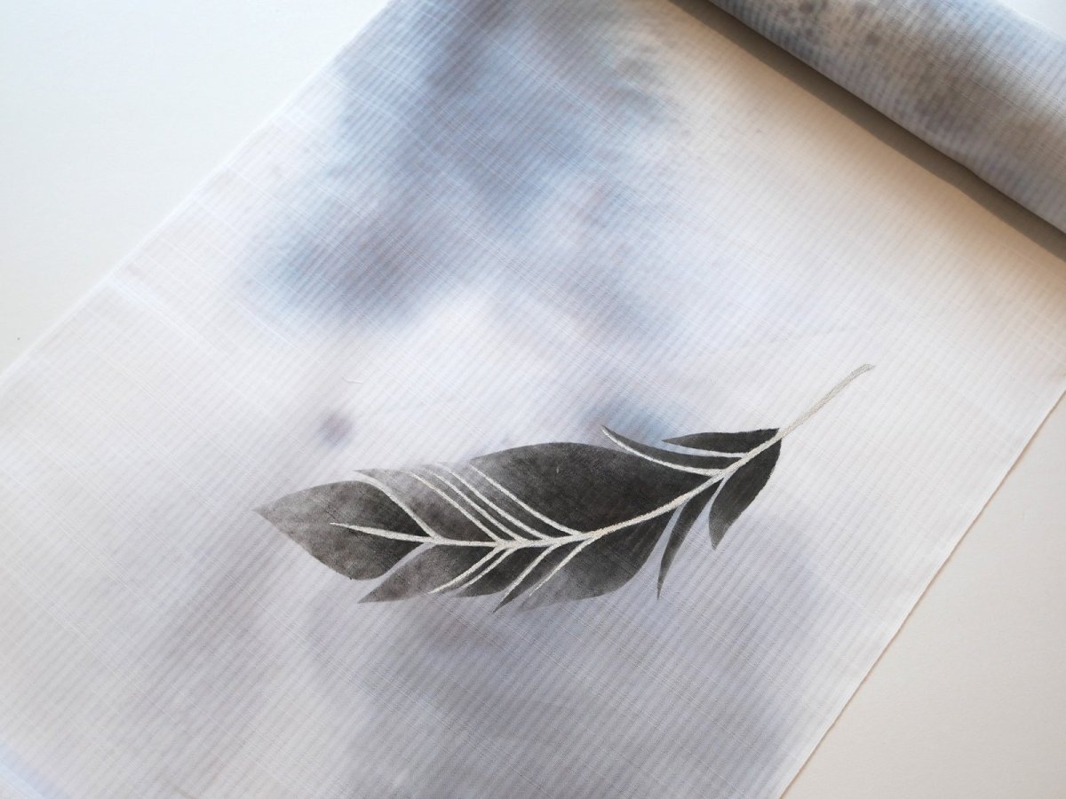 画像6: kaonn手染め浴衣silver feather 空目 No.2　gray gradation (6)