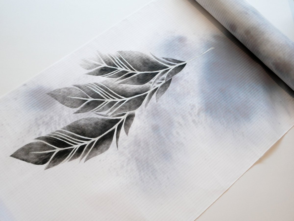 画像3: kaonn手染め浴衣silver feather 空目 No.2　gray gradation (3)