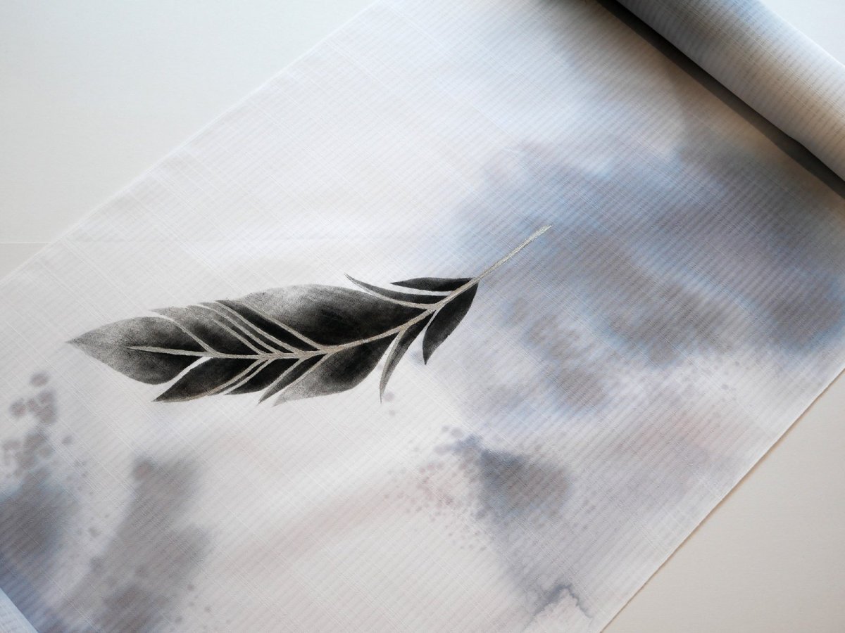 画像4: kaonn手染め浴衣silver feather 空目 No.2　gray gradation (4)