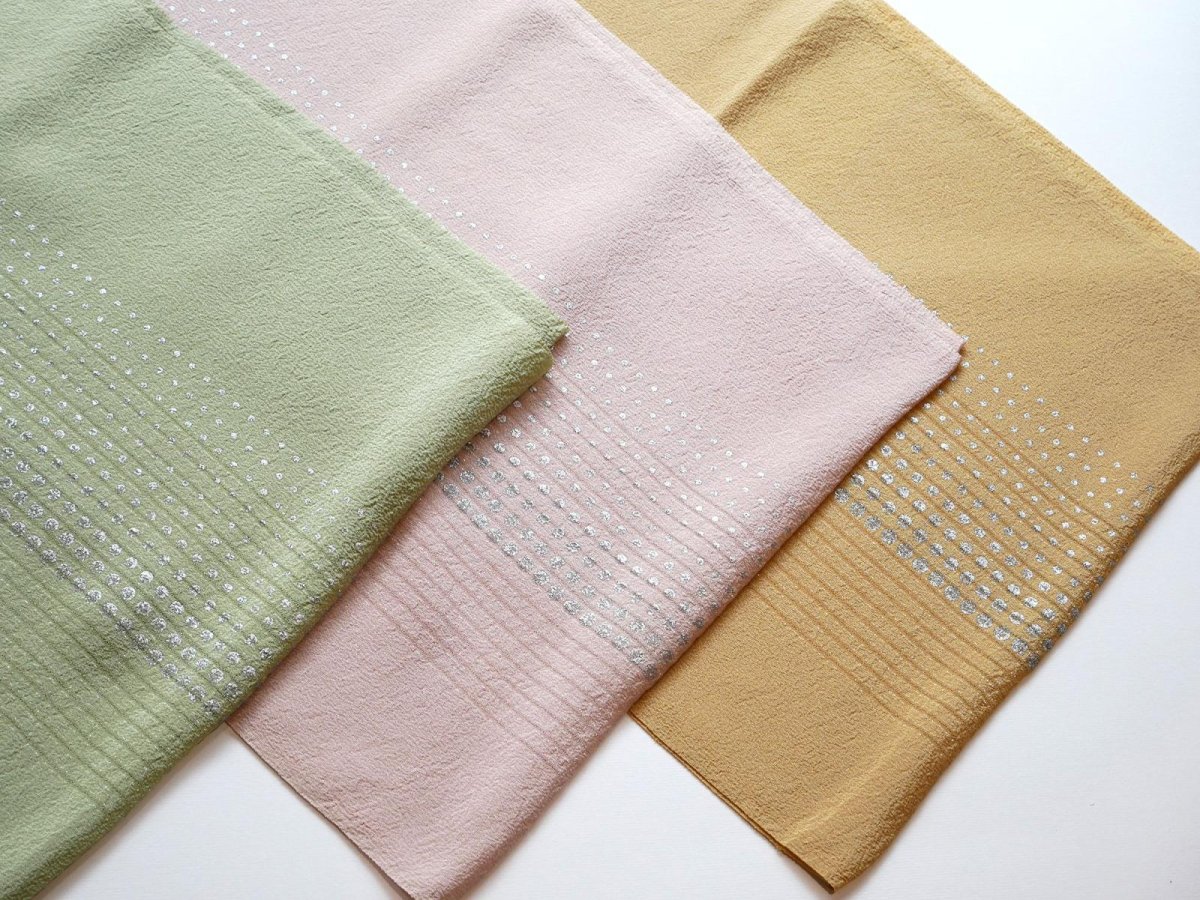 画像1: 正絹 夏帯揚げ　silver polka dot (1)