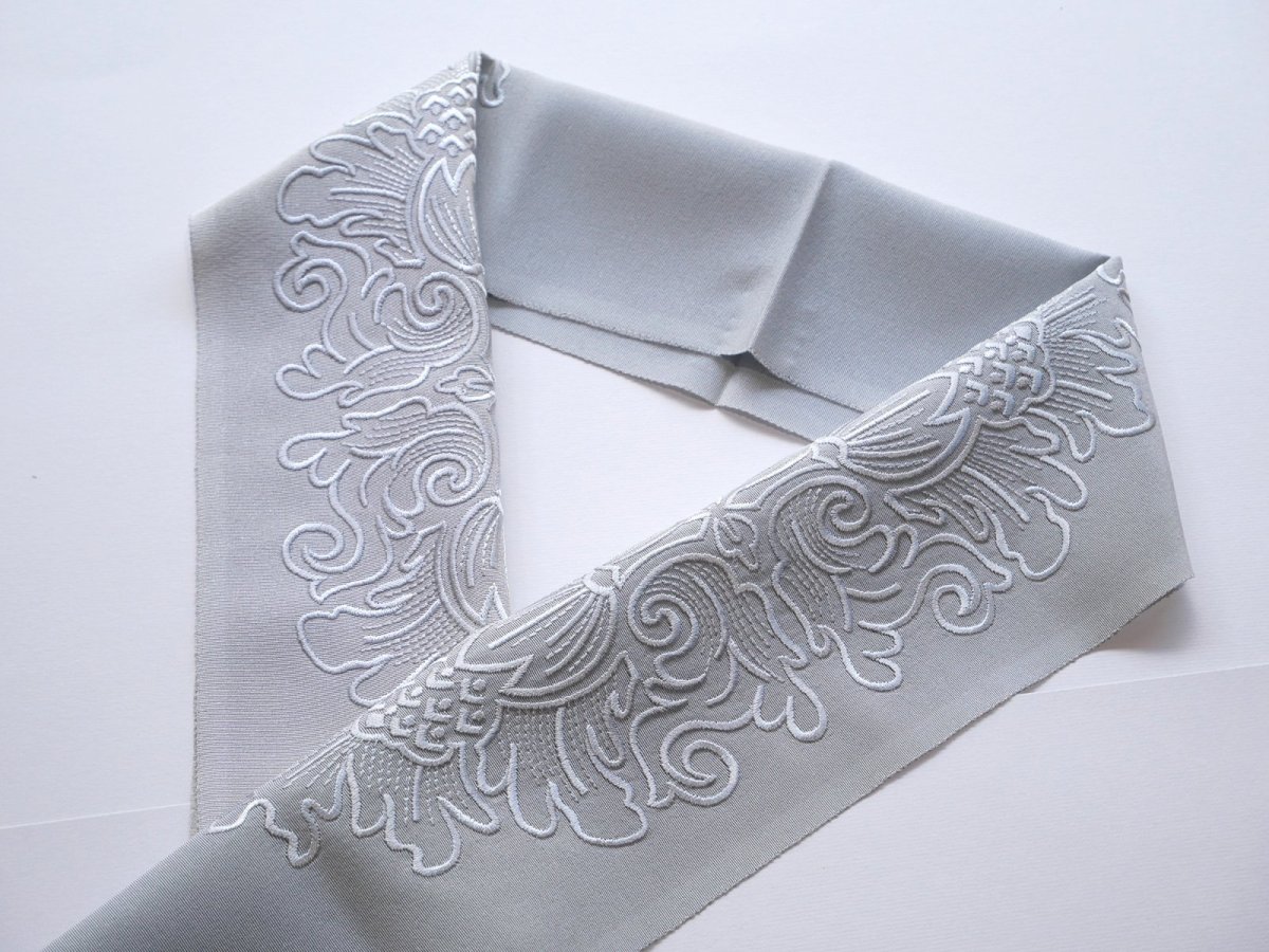 画像2: kaonn オリジナル刺繍半衿　newグレー×グレー (2)