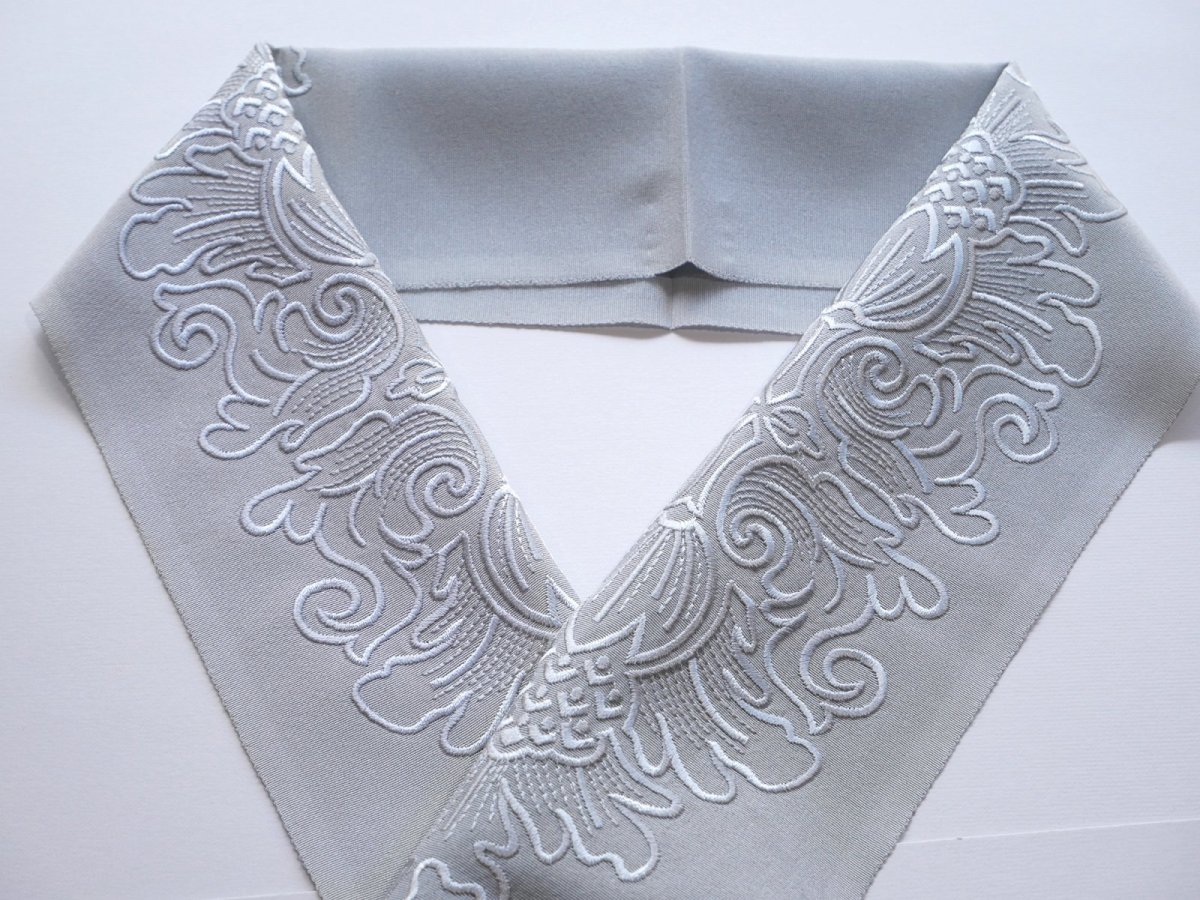 画像3: kaonn オリジナル刺繍半衿　newグレー×グレー (3)