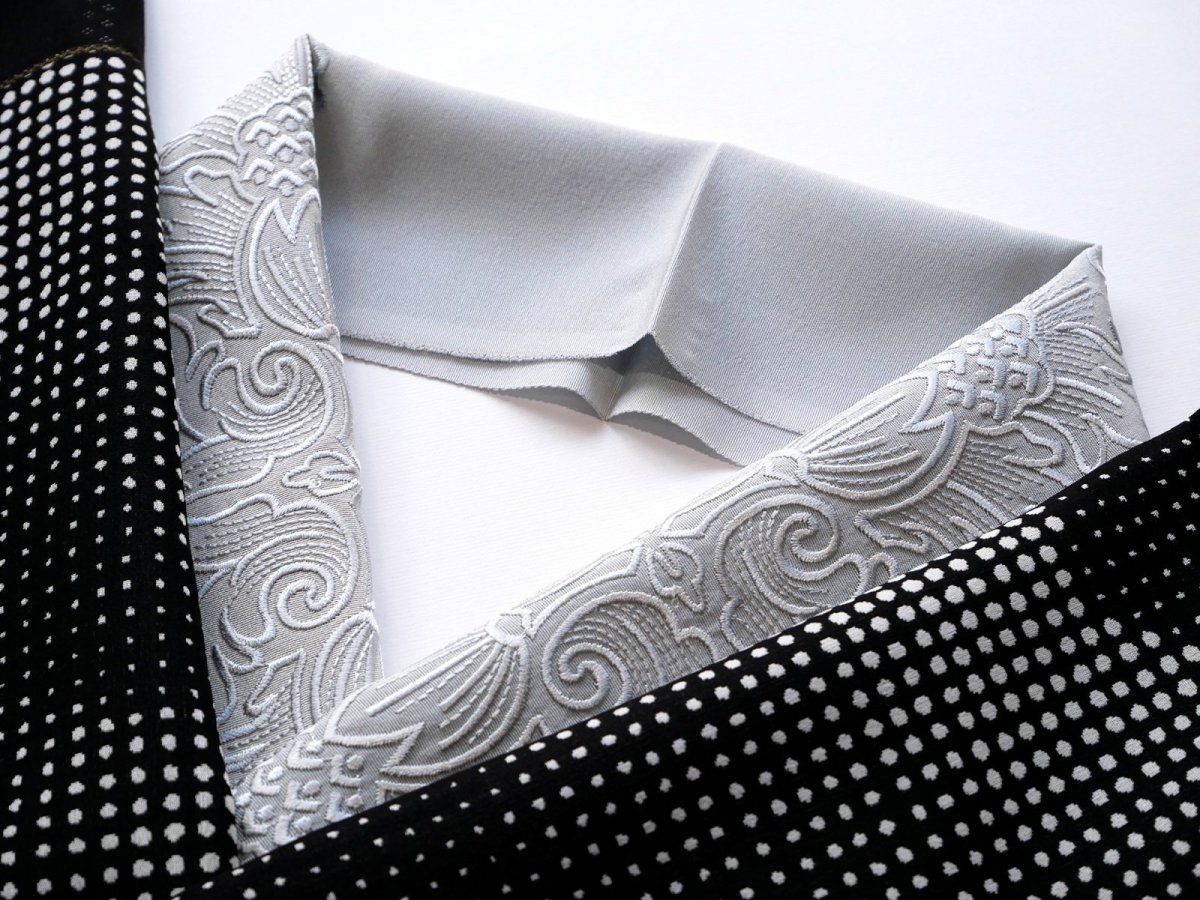 画像1: kaonn オリジナル刺繍半衿　newグレー×グレー (1)