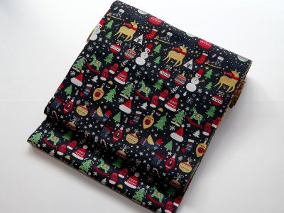 画像1: 名古屋帯 クリスマス 全通柄