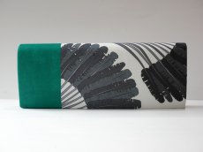画像3: kaonn-日音衣- original クラッチbag [wide] feather green  No1 (3)