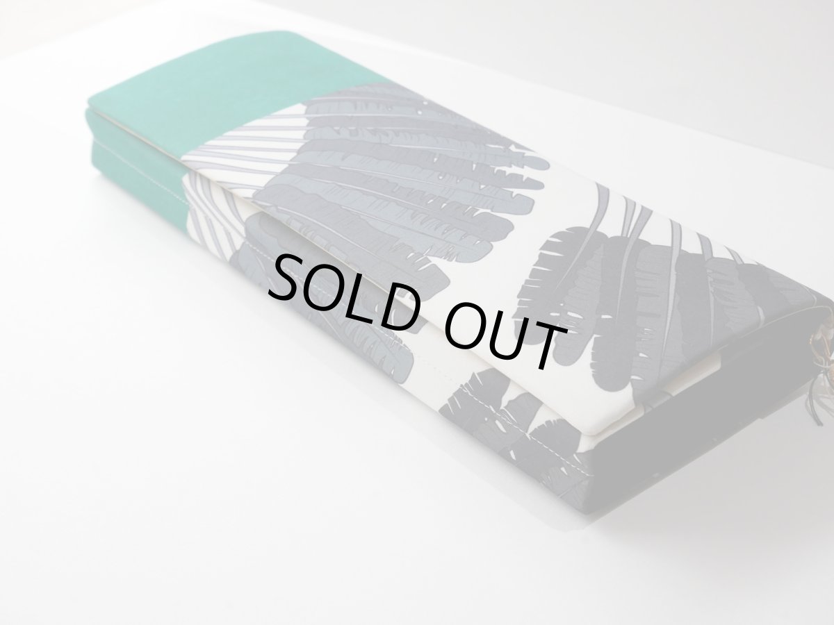 画像5: kaonn-日音衣- original クラッチbag [wide] feather green  No1 (5)