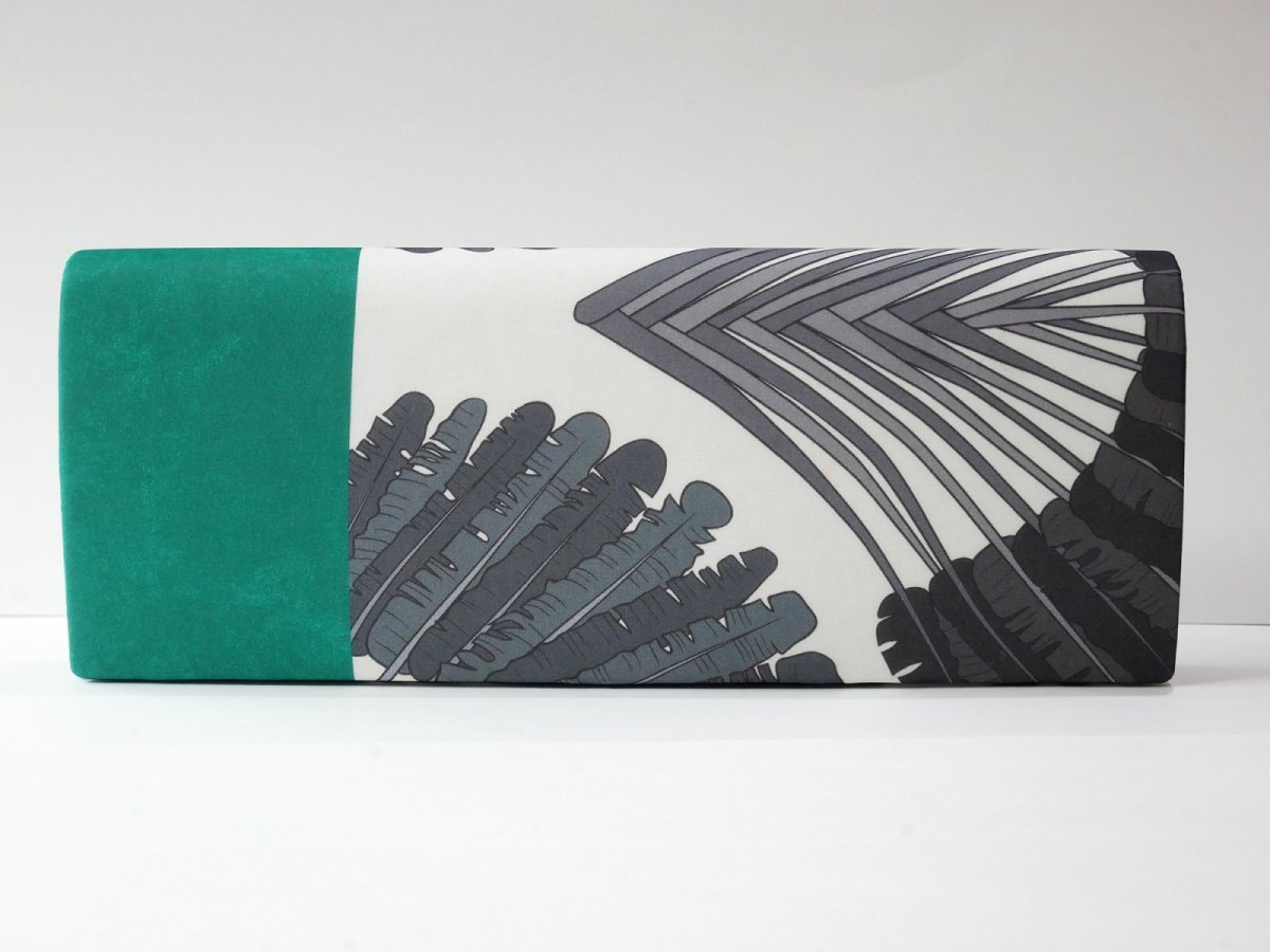 画像3: kaonn-日音衣- original クラッチbag [wide] feather green  No3 (3)