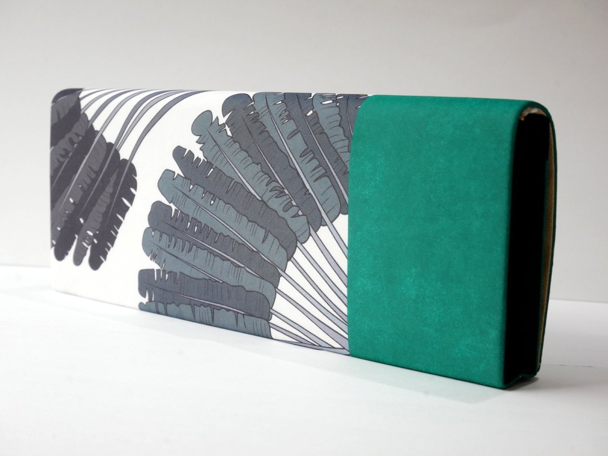 画像6: kaonn-日音衣- original クラッチbag [wide] feather green  No3 (6)