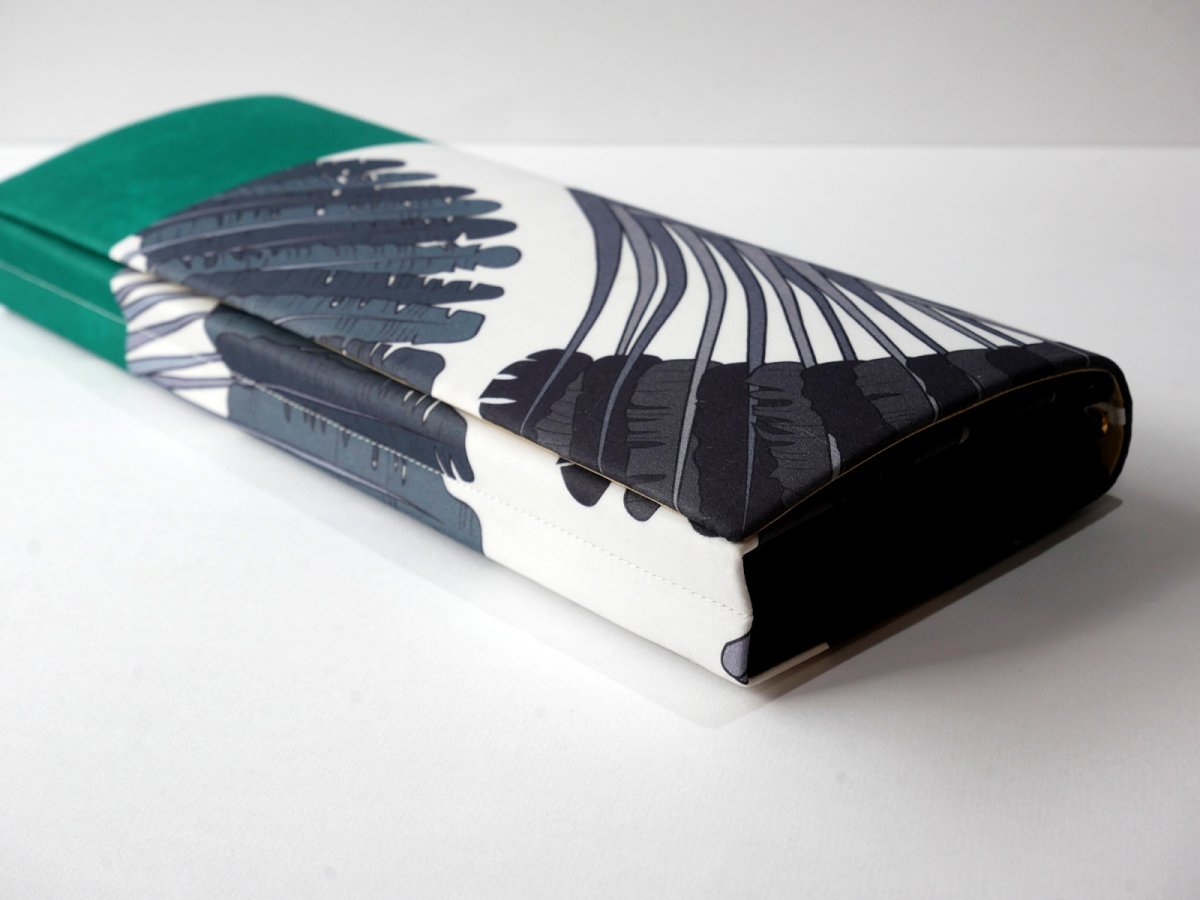 画像5: kaonn-日音衣- original クラッチbag [wide] feather green  No3 (5)