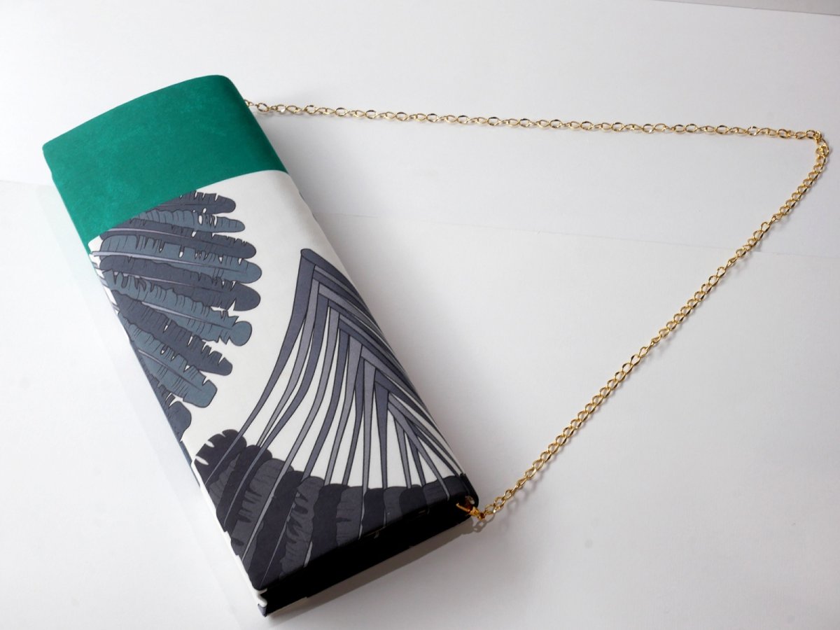 画像7: kaonn-日音衣- original クラッチbag [wide] feather green  No3 (7)