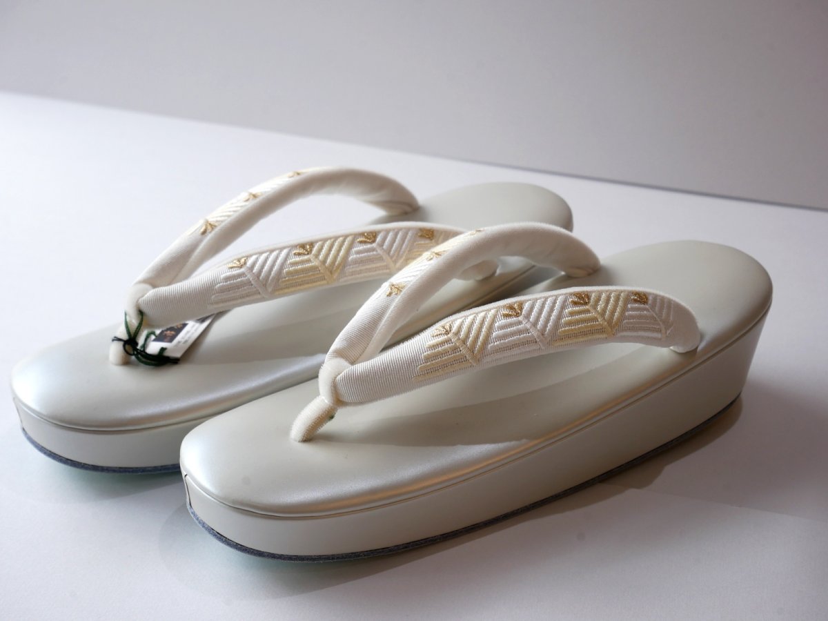 画像2: 草履　刺繍鼻緒（Lサイズ）【即納品】　本革　 (2)