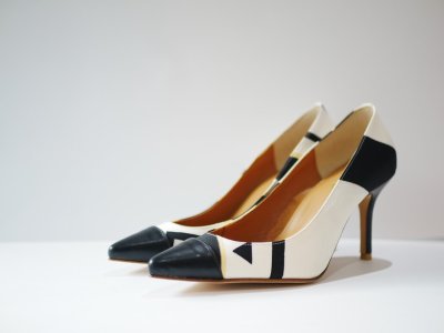 画像2: kaonn original 8.5cm heel pumps GOLD FLASH /  white 23.5