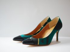 画像1: kaonn original 8.5cm heel pumps GOLD FLASH /  green 22.5 (1)