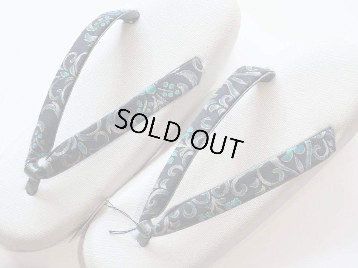 画像8: 草履 鼻緒No.37 Arabesque dark navy (Lsize)【即納品】 (8)