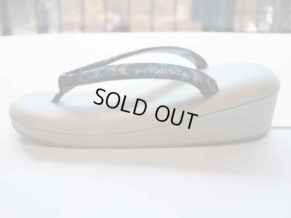 画像6: 草履 鼻緒No.37 Arabesque dark navy (Lsize)【即納品】 (6)